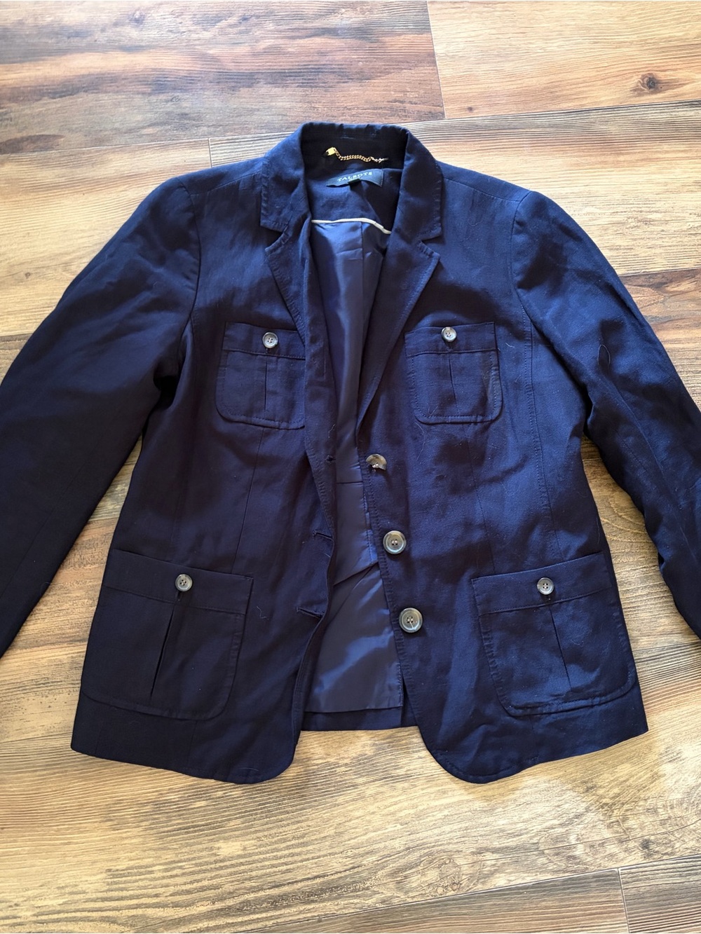 Talbots Navy Lightweight Shirt Jacket with Patch Pockets